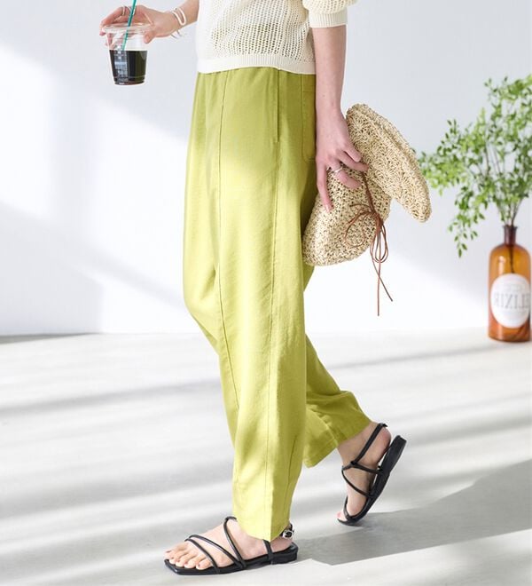 BELLUNA（ベルーナ）の「レーヨン麻入りゆったりワイドパンツ（フルレングスパンツ）」｜詳細画像