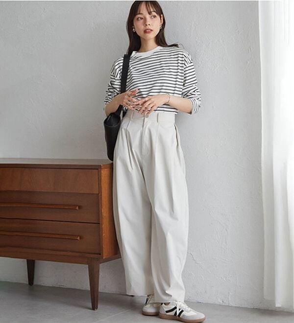 RANAN（ラナン）の「【選べる袖丈】ひんやり！＜BC＞綿100％プチハイネックＴシャツ（カットソー）」｜詳細画像