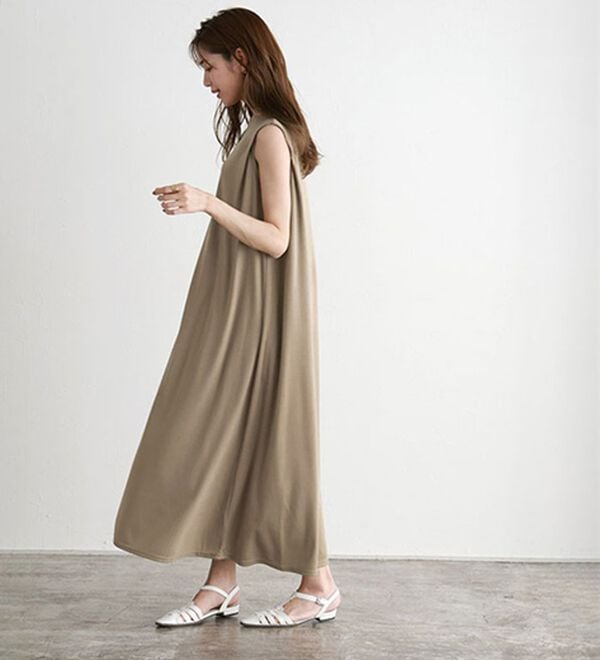 Pierrot（ピエロ）の「タックスリーブロングワンピース（ロングワンピース）」｜詳細画像