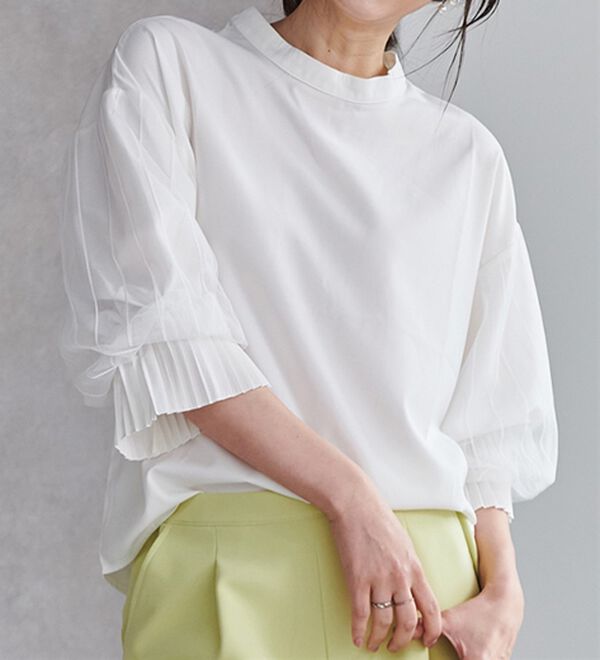 RANAN（ラナン）の「ボリュームフリル袖シアーブラウス（ブラウス）」｜詳細画像