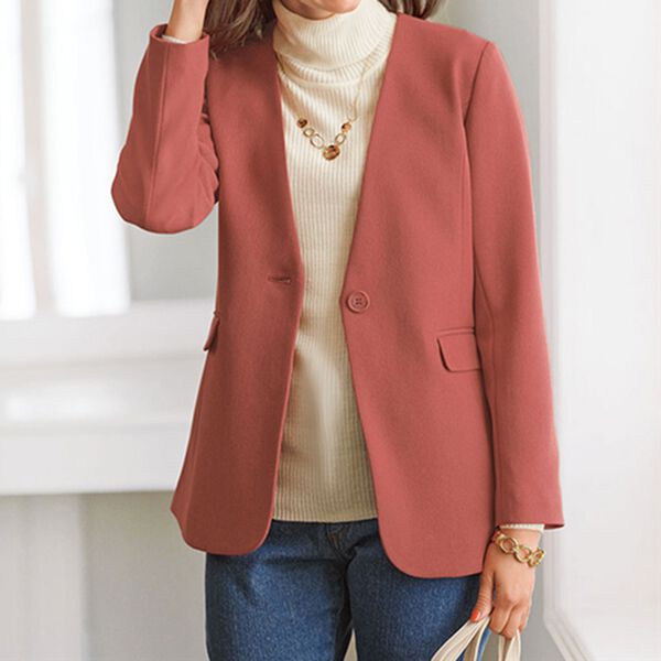 BELLUNA（ベルーナ）の「カジュアルコーデを格上げ！ウール調ノーカラージャケット（ノーカラージャケット）」｜詳細画像