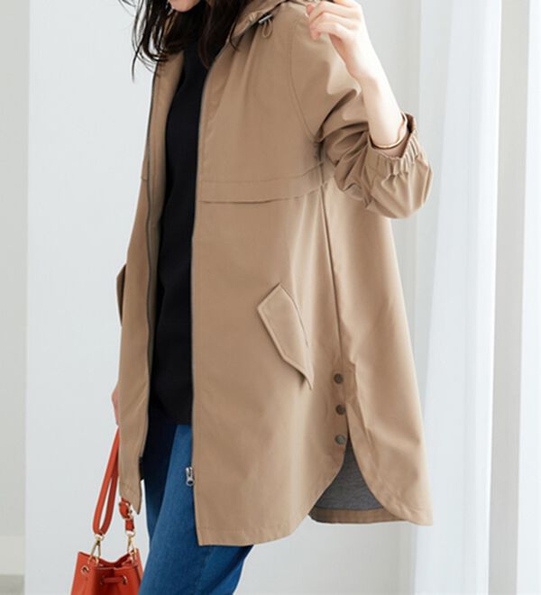 BELLUNA（ベルーナ）の「はっ水加工ボンディング素材ロング丈パーカー（ハーフコート）」｜詳細画像