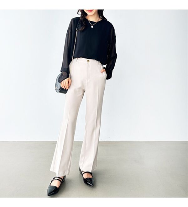 GeeRA（ジーラ）の「楽ちん＆キレイ見え美脚フレアーパンツ（フルレングスパンツ）」｜詳細画像