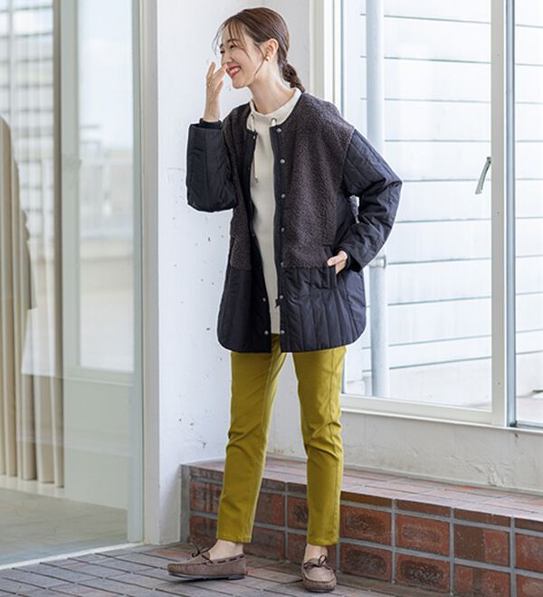 BELLUNA（ベルーナ）の「静電防止！蓄熱綿サテンストレッチカラーパンツ（フルレングスパンツ）」｜詳細画像