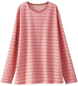 BELLUNA（ベルーナ）の「日焼け対策！カノコプルオーバー（カットソー）」｜コーラル系ストライプ