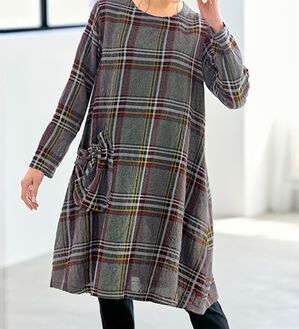 BELLUNA（ベルーナ）の「大人のモノトーンを楽しむチェック柄チュニックワンピース（チュニックワンピース）」｜詳細画像