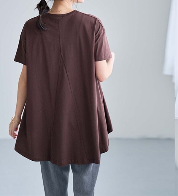 RANAN（ラナン）の「＜ＢＣ＞綿１００％ひんやりフレアーシルエットチュニック（カットソー）」｜詳細画像