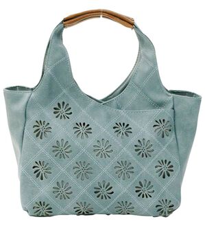 BELLUNA（ベルーナ）の「フラワーカットワーク手提げ（ハンドバッグ）」｜ブルー