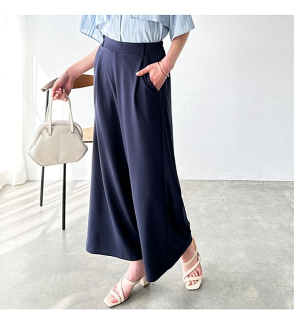 GeeRA（ジーラ）の「接触冷感！美脚ストレッチワイドパンツ（ワイドパンツ・ガウチョ）」｜詳細画像