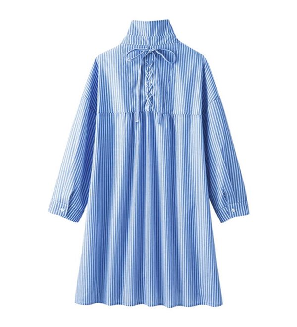 BELLUNA（ベルーナ）の「編み上げリボンデザインシャツチュニック（チュニック）」｜詳細画像