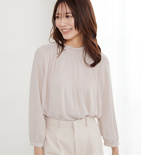 BELLUNA（ベルーナ）の「【新色追加】〈セレモニースタイル〉細プリーツデザインブラウス（ブラウス）」｜ピンク