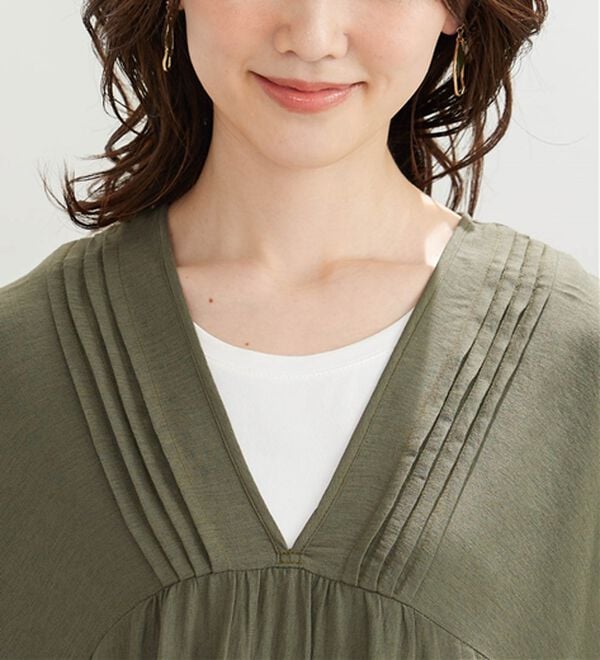 BELLUNA（ベルーナ）の「スラブ素材タック使いゆったりワンピース（その他ワンピース）」｜詳細画像