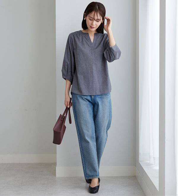 BELLUNA（ベルーナ）の「杢調素材袖タックデザインブラウス（ブラウス）」｜詳細画像