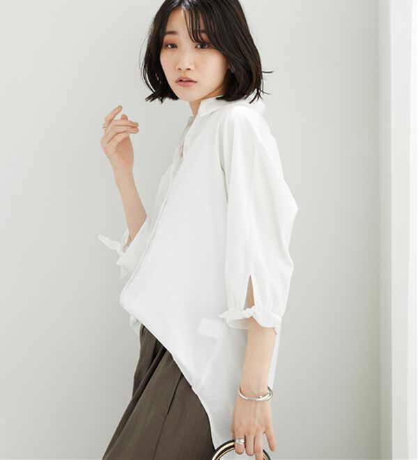 BELLUNA（ベルーナ）の「【吸水速乾】イージーケア！袖リボンシャツチュニック（チュニック）」｜詳細画像