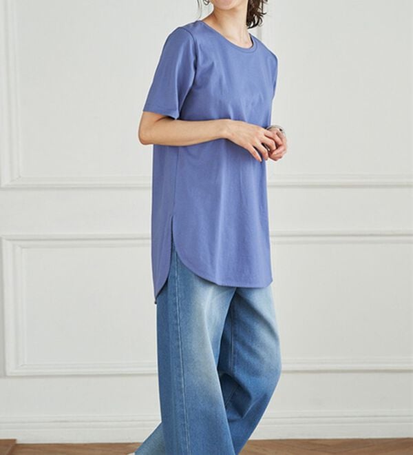 RANAN（ラナン）の「綿１００％ひんやりラウンドヘムプルオーバー（カットソー）」｜詳細画像