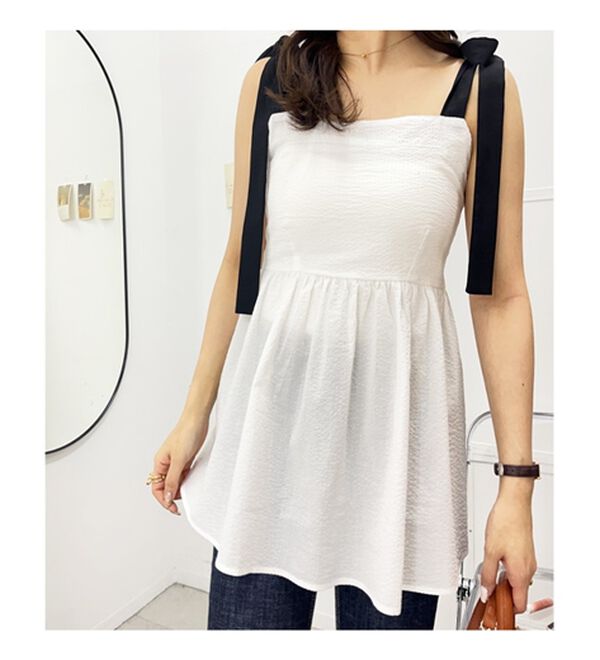 GeeRA（ジーラ）の「バイカラーぽこぽこリボンビスチェ（ブラウス）」｜詳細画像