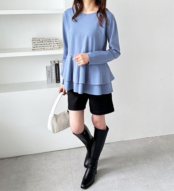 GeeRA（ジーラ）の「きれいめポンチペプラムティアードカットソー（カットソー）」｜詳細画像