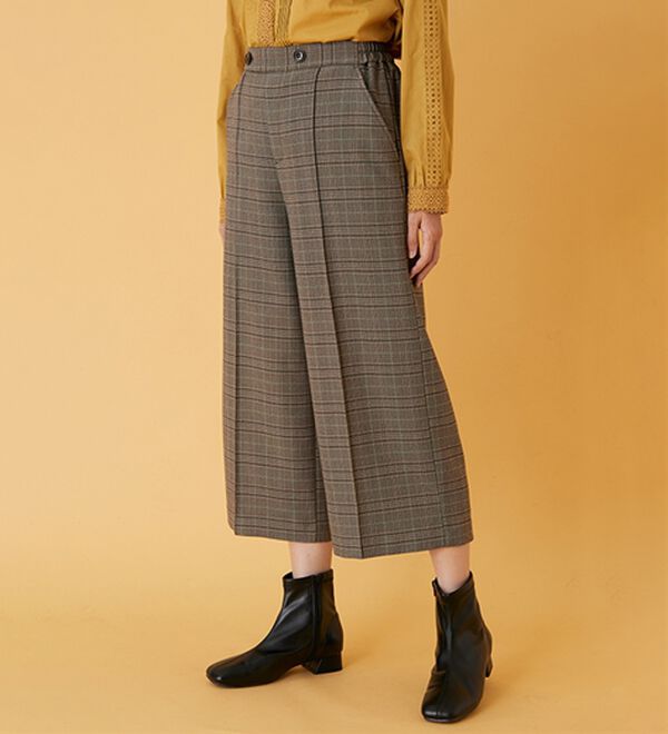 BELLUNA（ベルーナ）の「ウーリッシュ素材ウエスト釦ワイドパンツ（ワイドパンツ・ガウチョ）」｜詳細画像