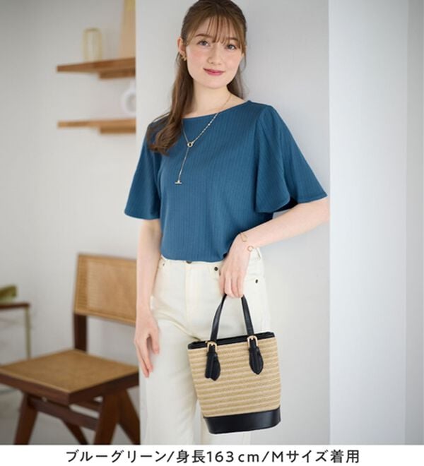 alotta（アロッタ）の「【4つの機能付】ひんやりチューリップ袖ブラウスTシャツ（カットソー）」｜詳細画像