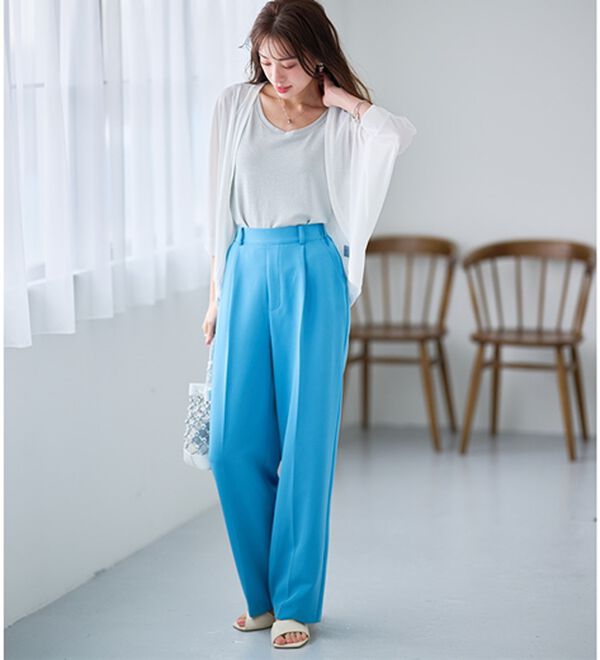 RANAN（ラナン）の「【選べる２丈】機能付！美脚シルエットセンタープレスワイドパンツ（フルレングスパンツ）」｜詳細画像