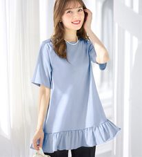 alotta（アロッタ）の「【接触冷感】裾フリルＡラインＴシャツチュニック（チュニック）」
