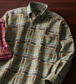 「日本製極撰！越後のマルチ昼夜織両面起毛シャツ（メンズシャツ）」｜ブラウン系