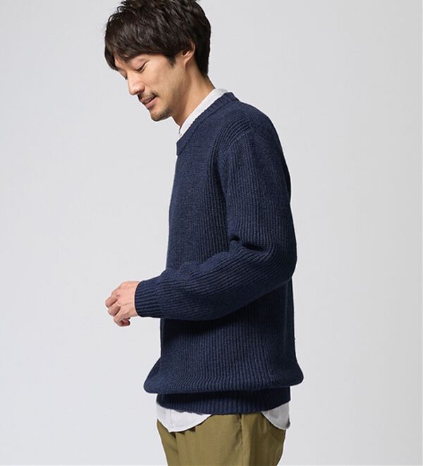 REMEN'S（リメンズ）の「【洗える】やわらかタッチ畦編みクルーネックセーター（メンズニット・セーター）」｜詳細画像