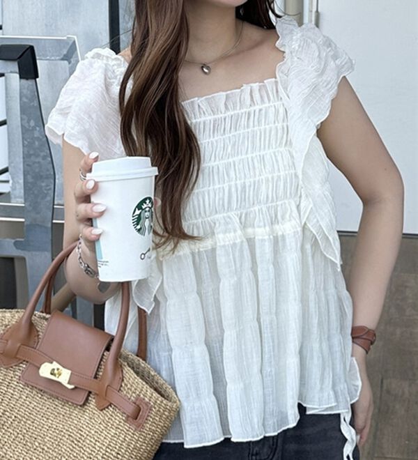 GeeRA（ジーラ）の「フリルシャーリングブラウス（ブラウス）」｜詳細画像