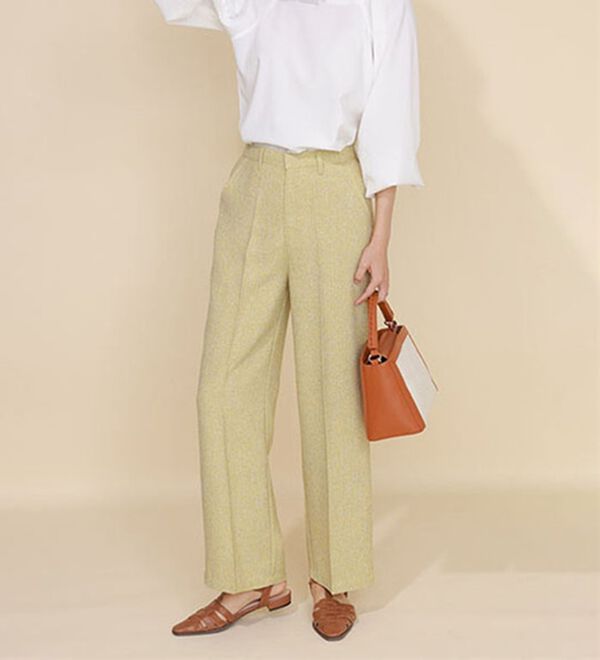 Pierrot（ピエロ）の「【選べる丈】サマーツイードセンタープレスパンツ（フルレングスパンツ）」｜詳細画像