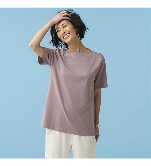 BELLUNA（ベルーナ）の「艶やか綿１００％シンプルプルオーバー（カットソー）」｜詳細画像