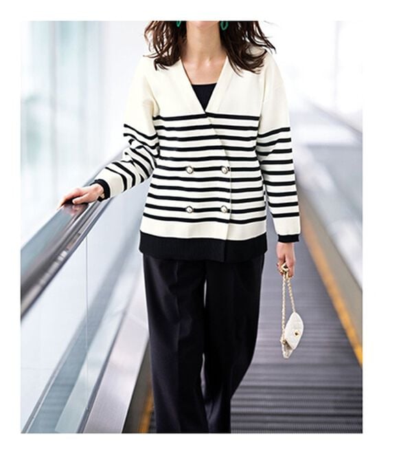 RANAN（ラナン）の「レトロボタンボーダーニットカーディガン（ニットカーディガン）」｜詳細画像