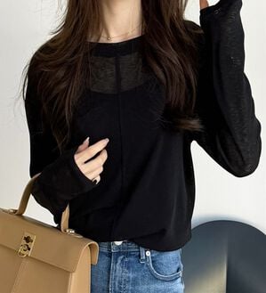 GeeRA（ジーラ）の「着回し自在！スラブシアートップス（カットソー）」｜ブラック