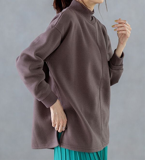 BELLUNA（ベルーナ）の「リブ使いがかわいい裏起毛トレーナー（チュニック）」｜詳細画像
