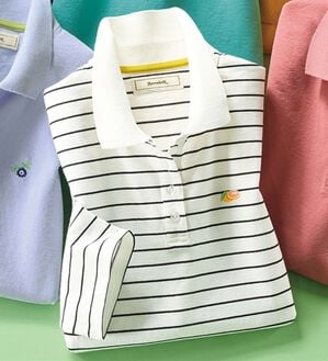 ルフラン（ルフラン）の「さらっとアクティブポロシャツ（ポロシャツ）」｜白系ボーダー