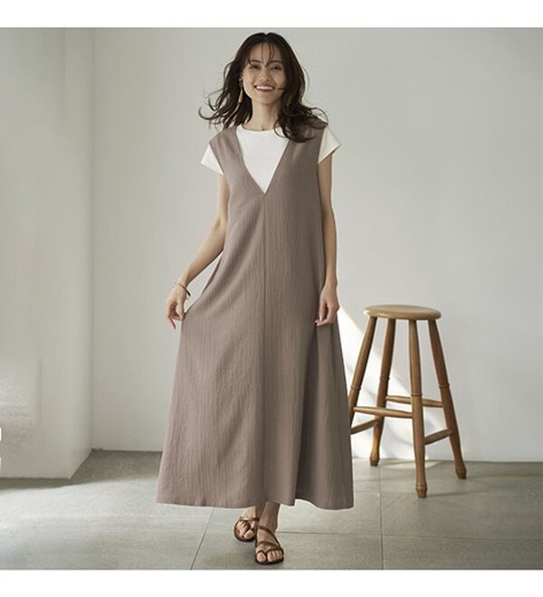 BELLUNA（ベルーナ）の「サラっと素材バックリボンワンピース（その他ワンピース）」｜詳細画像