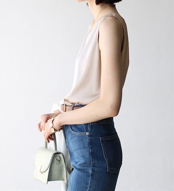 GeeRA（ジーラ）の「前後２ｗａｙヴィンテージサテンノースリーブ（タンクトップ・キャミソール）」｜詳細画像