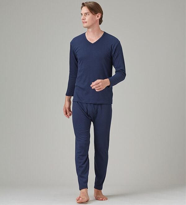 「【３色組】サーモケア（Ｒ）吸湿発熱綿混裏起毛インナー上下３色組（メンズ肌着・インナーウェア）」｜詳細画像