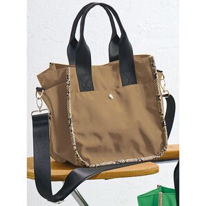 RANAN（ラナン）の「迷子にならない！パイピングデザインナイロン調２ＷＡＹトートバッグ（トートバッグ）」｜オークベージュ系