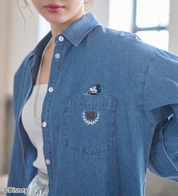 BELLUNA（ベルーナ）の「＜Ｄｉｓｎｅｙ＞【ミッキー】飛ばし刺しゅうデニムシャツジャケット（シャツ）」｜詳細画像