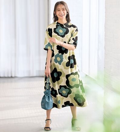 BELLUNA（ベルーナ）の「＜やっぱり北欧が好き！＞綿混プリントワンピース（カットソーワンピース）」