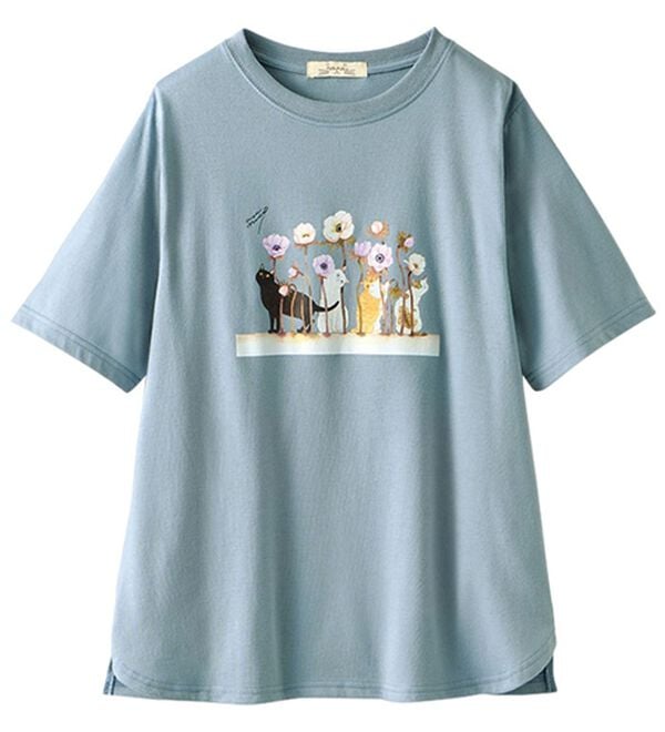 BELLUNA（ベルーナ）の「アーティストコラボねこプリントＴシャツ（カットソー）」｜詳細画像