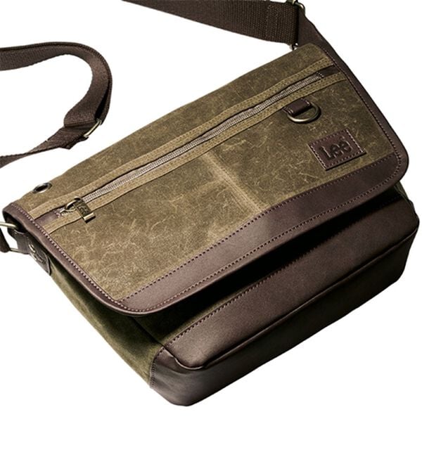 「＜Ｌｅｅ＞ビンテージ風帆布ショルダー（メンズショルダーバッグ）」｜カーキ