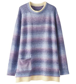 BELLUNA（ベルーナ）の「ポケット使いグラデーションニットプルオーバー（ニット・セーター）」｜ブルー系