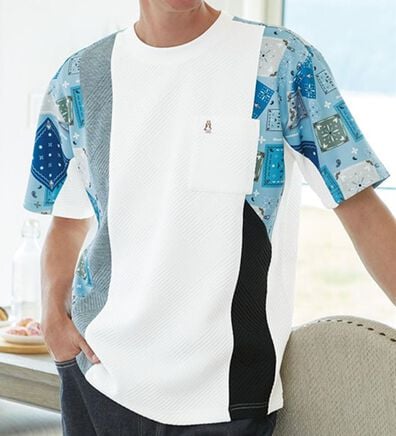 「＜ハッシュパピー＞ふくれジャカード切替Ｔシャツ（メンズＴシャツ）」