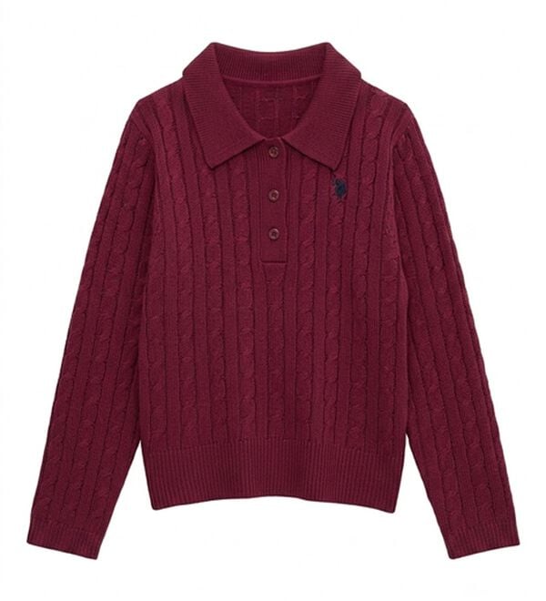 RANAN（ラナン）の「＜U.S.POLO ASSN.＞刺繍長袖ケーブルポロニット（ニット・セーター）」｜詳細画像