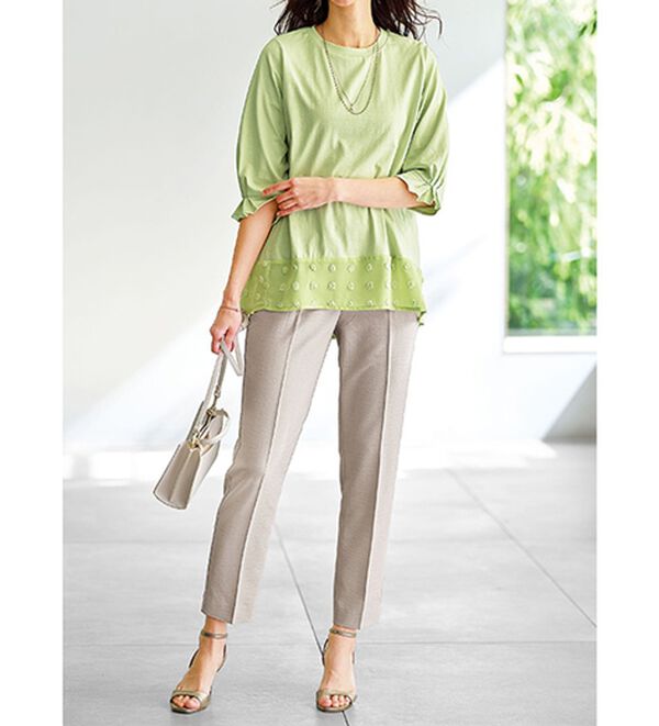 ヒンヤリ爽快！麻調ビンテージテーパードパンツ - ベルーナ【公式】