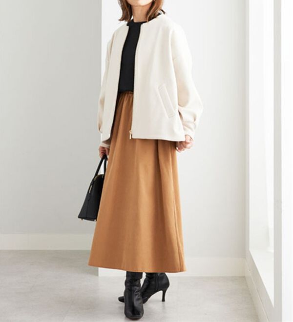 BELLUNA（ベルーナ）の「【ｍａｋｏさんコラボ】ウール調ノーカラーブルゾン（ブルゾン）」｜詳細画像