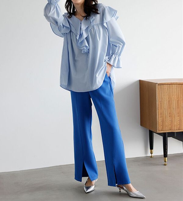 RANAN（ラナン）の「機能付センタースリットフレアーパンツ（フルレングスパンツ）」｜詳細画像