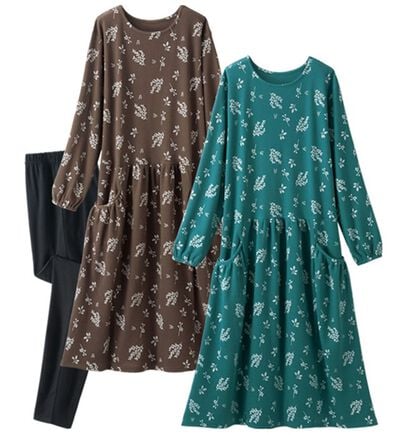 LAVIENNE（ラヴィエンヌ）の「【３点セット】大人可愛いゆったり北欧風ルームワンピ３点セット（パジャマ・ルームウェア）」