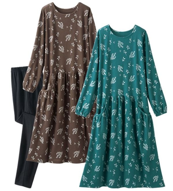 LAVIENNE（ラヴィエンヌ）の「【３点セット】大人可愛いゆったり北欧風ルームワンピ３点セット（パジャマ・ルームウェア）」｜3点セットB